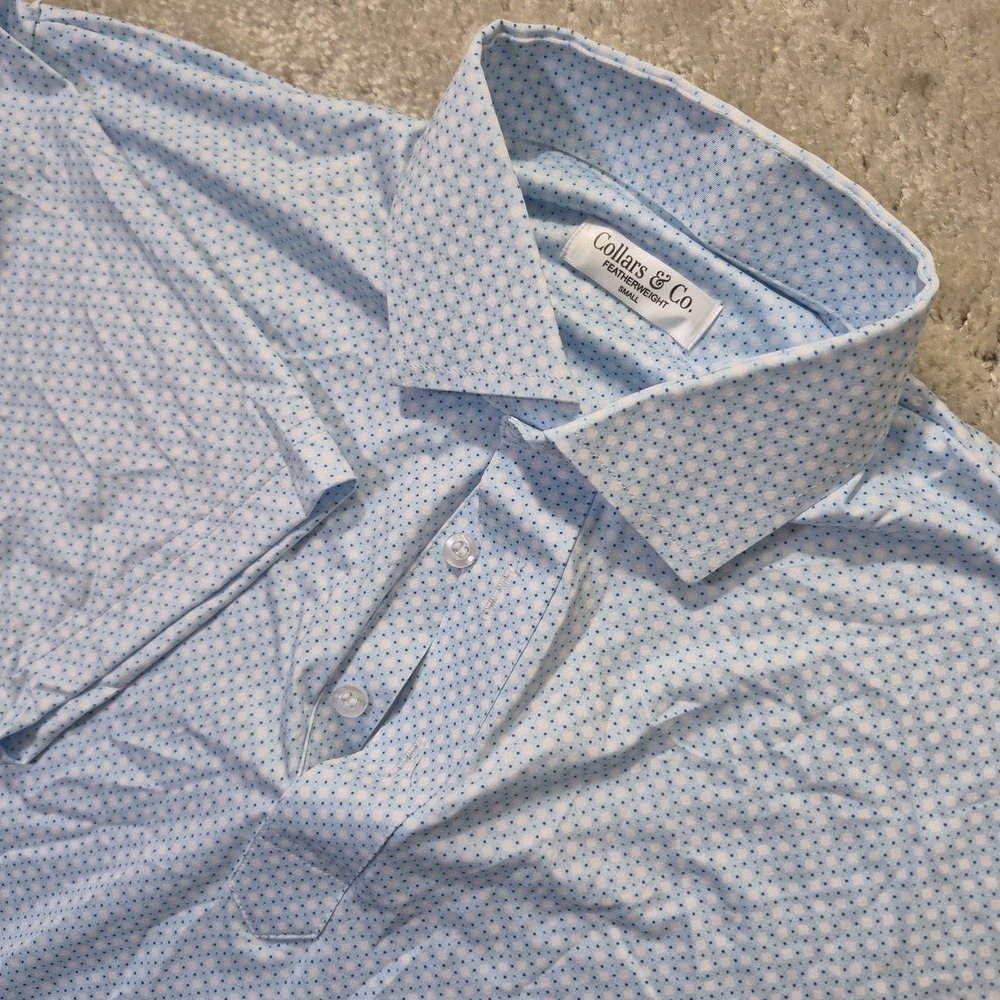 Collars and Co Dress Collar Polo Shirt Small Blue Stretch Featherweight Golf